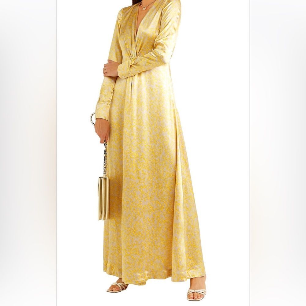 Ganni Cameron V-neck Floral Satin Maxi Dress - Picture 5 of 15